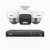 H800 - Zestaw do Monitoringu PoE 3 Kamery (1 Tubowa & 2 Kopułkowa) 4K z 4-Kanałowy Rejestratorem NVR, Noktowizor kolorowy i IR, 1/2.4" progresywny sensor CMOS, Identyfikacji osób lub pojazdów, Wbudowany mikrofon, IP67, Obsługuje RTSP i ONVIF